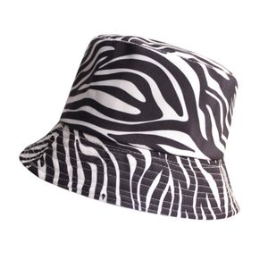 Zebra Stripes Bucket Hat Sommar Kvinnor Man Cotton Cap Girls Outdoor Fashion Beach Bob Sun Man Panama Hat