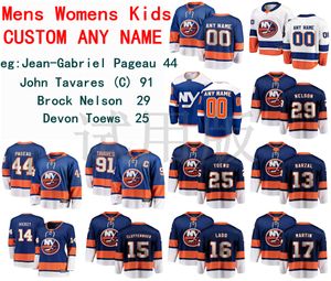 New York Islanders Jersey Jean Gabriel Pageau Jersey John Tavares Brock Nelson Devon Toews Men Blue White Hockey Jerseys Custom Stitched