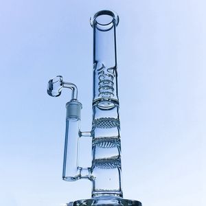 Nowy 12-calowy szklane blagi Gruby Bong Potrójny Wodna Pirus PrirtCage PerColated Oil Dab Rig 18mm Kobiece Złącze z miską