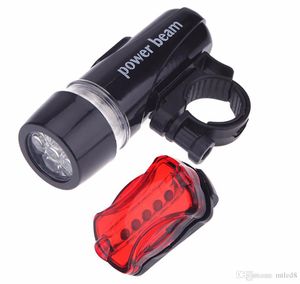 Högkvalitativ 5 LED Cykel Framhuvudljus + TAIL LIGHT SET Vattentät Väg MTB Mountain Bike Bakljus Cyklinglampa ficklampa