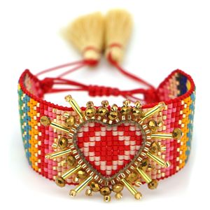 Go2boho MIYUKI 3D 심장 팔찌 보헤미안 팔찌 Pulseras Mujer 모다 2019 여성 완장 보석 보헤미안 세련된 핸드 메이드 베틀 비즈 CX200730