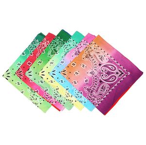 Unisex Cotton Paisley Hip Hop Bandanas Gradient Färg Magic Headscarf Ridning Mask Tube Neck Face HeadScarves Sport Magic Headband Wristband