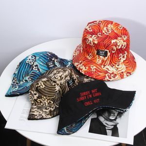 Bucket Sun Hat DoubleDed Wear för Mens och Kvinnor Summer Cap Fiske Hattar Ins Stil