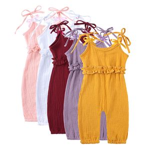 Verão macacão meninas cor sólida suspender mangas Lace meninas BODYSUIT Vestuário Infantil criança transporte rápido 5 cores