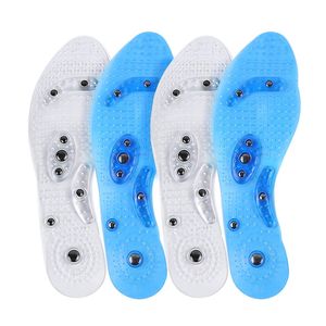 Unisex Magnetic Massage Foot Insoles Acupressure Shoe Pads Therapy Slimming for Weight Loss Transparent Blue Black