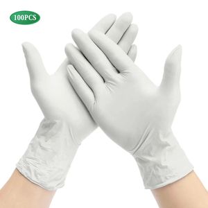 100 pcs White Thickness Disposable Nitrile Latex Gloves Waterproof Kitchen Safety Food Prep Cooking Glove