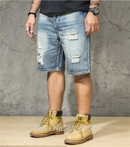 Мужские шорты летние джинсы короткие мужчины 6xl 2020 Blue Denim Man Half Jean Homme uome бренд плюс размер 5xl разорванная проблемная Truce 413