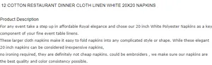 12pc pamuk restoran yemek bezi keten beyaz 50x50cm el yeni peçeteler düğün el buket parti dekorasyon212r