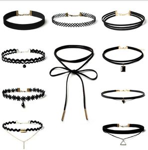 Choker halsband svart spets sammet strip kvinna krage party smycken nacke tillbehör chokers handgjorda kedja halsband gd394