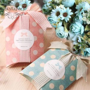 50pcs Vintage Polka Dot Pillow Boxes Wedding Favor Boxes Sweet Holder Gift Box Anniversary Event Birthday Party Package Supplies