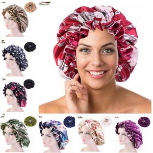 New Satin Bonnets Night Sleep Caps per donna Fashion Extra Large Double Layer Reversible Silk Bonnet per capelli ricci a treccia