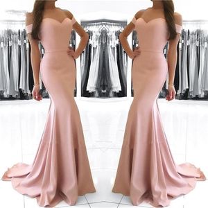 Elegant Satin Bridesmaid Dresses Sexy Off The Shoulder Mermaid Plus Size Long Maid Of Honor Gowns Sweep Train Wedding Guest Dress Formal Party Gowns AL2950