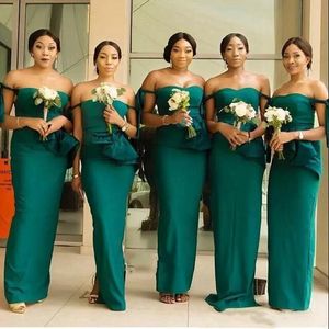 Off The Shoulder Bridesmaid Dresses Satin Floor Length Summer Garden Countryside Wedding Party Maid of Honor Gowns Plus Size Custom Made