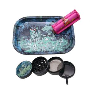 DHL Free Cigarette 420 Rolling Tray with 1pc Grinder and 1pc Cigarette machine 3 pipe For Smoking Accessories