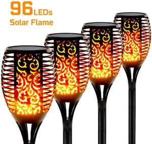 96 LED 43" Waterproof Flickering Flames Torch Lights Outdoor Solar Spotlights Landscape Decoration Lighting Dusk to Dawn Auto On/Off