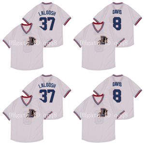 Qualidade máxima ! Bull Durham 37 Ebby 'Nuke' LaLoosh 8 Crash Davis Movie Jersey 100% costurado tamanho M-3XL