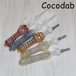 Mini pipe ad acqua in nettare di vetro con narghilè in titanio GR2 10mm concentrato Dab Straw Nectar Silicone Oil Rigs