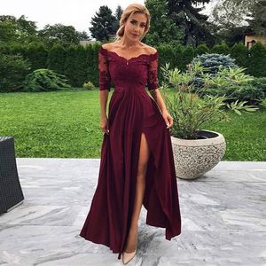 Lace Prom Dresses Off Shoulder Side Split A Line Formal Party Evening Gowns Wear Custom Made