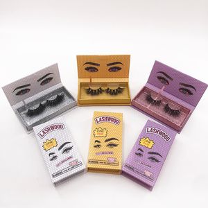 Full Strip Eyelash Lashwood Box med 25mm Mink Lashes Cruelty-Free Mixed Styles Different Color Packaging Fdshine