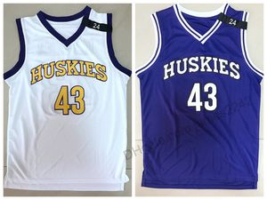 カレッジバスケットボールジャージーケニータイラー43男性The 6th Movie Huskies Jersey Marlon Wayans University Purple Uniform Sport