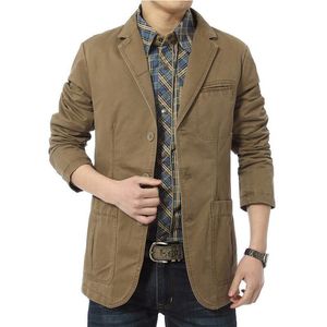 Blazer Mężczyźni Casual Blazers Bawełniane Denim Parka Męskie Slim Fit Kurtki Armia Green Khaki Duży rozmiar M-XXXL 4XL Outdoors Outwear Płaszcz CX200725