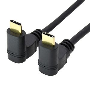 USB3.1 GEN2 10Gbps usb c cable gold plated connector 90 degree angle type-c male to type c male data and fast charge cable 1ft