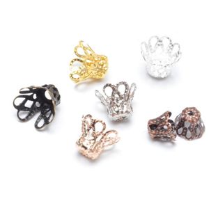 1000 teile/los Metall Tasse Hohle Blume Spacer Perlen End Kappen Anhänger DIY Charms Anschlüsse Schmuck Finden 5x6mm