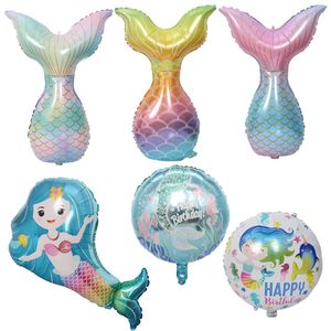 Härlig sjöjungfru svansfolie ballonger helium uppblåsbara ballong sjöjungfrun hav tema fest natt leveranser födelsedag bröllop baby shower dekoration