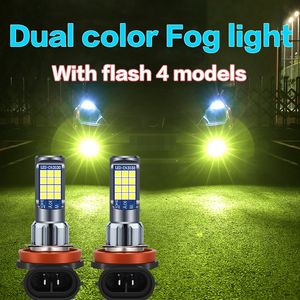 1 pieza Super Bright Dual Color 4 Modelos Lámpara de niebla H1 H3 LED Bombilla H4 H7 H7 H8 H8 FOG LUCES DE FOG 9005 9006 880 881