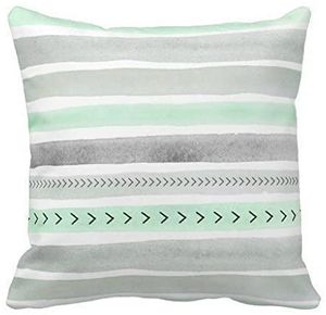 Jhonangel Dekorative Kissenbezug Mint Grün Grau Aquarell Stripes Pfeile Accent Kissen für Sofa 18x18inch