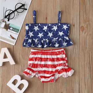 Lovely Toddler Two-Pieces Baby Striped Stars Swimsuit Baby Gilrs Wrinkle Elements Bikini Set Beach Bathing Suit Beach Swimming Supplies