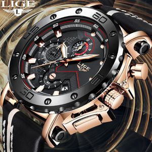 Relogio Masculino 2019 New LIGE Sport Chronograph Mens Watches Top Brand Casual Leather Waterproof Date Quartz Watch Man Clock T200113