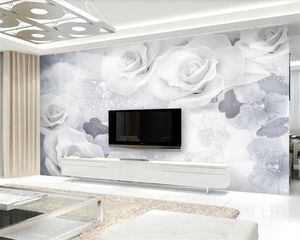 Custom Luxury 3D Wallpaper Nordic Modern Enkel Smycken Präglad Blomma 3D TV Bakgrund Vägg Silke Väggmålning