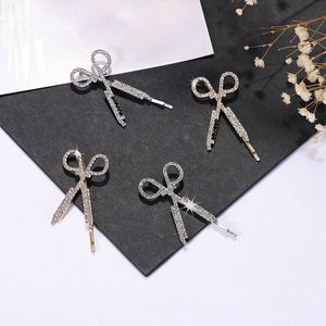 Scissors Shape Rhinestone Hairpins Women Girls Hair Pins Barrettes Wedding Bridal Styling Fashion Diamond Hair Clips HHA1452