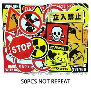 50 Pcs/Lot Warning Stickers Danger Banning Signs Reminder Waterproof Decal Sticker for Luggage Laptop Skateboard Car Kids Toy