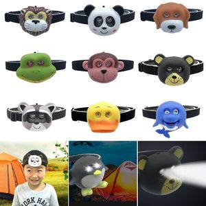 Headlamps Child Outdoor 2 LED Headlight Battery Animal Shape Cute Headlamp On Head For Boy Girl Camping Kids Creative Gift