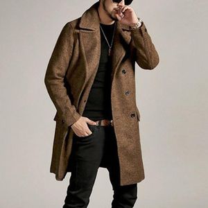 2020新しい男性ウールブレンドコート秋冬暖かい色の高品質メンズロングジャケットとコート豪華なブランドの服