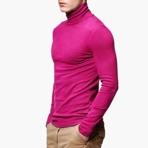 2020 nuovi uomini di moda maglietta tees Slim Top maschio stretch t-shirt a collo alto manica lunga Tee Shirt collo alto da uomo in cotone Tees CX200711