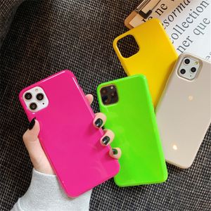 Fluorescent Color Phone Case for IPhone 11 ProMax 6 7 8 Plus X XR XS Max Soft TPU Plain Pure Solid Color Back Cover Fructose Color Case