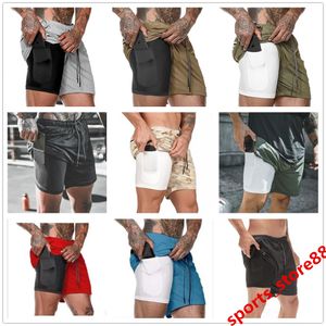 top 2020 Neue Herren-Laufshorts, Herren-Sport-Strumpfhosen-Shorts, schnell trocknend, für Training, Übung, Joggen, Fitnessstudio, mit integrierter Taschenlinie