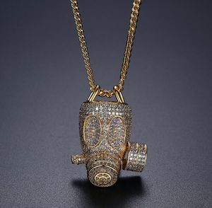 Wholesale men gold jewellery for sale - Group buy Iced out Hip hop Creative gas mask Pendantt for men hip hop bling diamond necklace gold silver Jewellery
