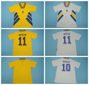 1994 Schweden Retro Fußballtrikot Vintage 11 BROLIN 10 DHALIN 7 LARSSON 9 KALLSTROM 1 ISAKSSON 16 SVENSSON 2 LUSTIG Fußballtrikot-Sets