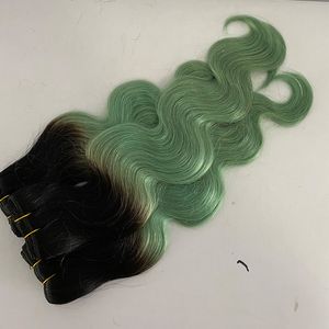 Dilys Body Wave Hair Extensions Virgin Human Hair Buntlar Brazilian Indian Malaysian Hair Weave T Green INCH