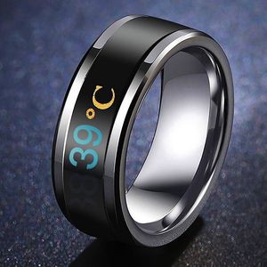 8mm Temperature Ring Titanium Steel Mood Emotion Feeling Intelligent Temperature Sensitive Rings for Women Men Waterproof Jewelry