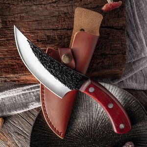 Alto tenore di carbonio in acciaio forgiato a mano da cucina Chef coltello affilato Cleaver fetta disossare sbucciatura della lama di campeggio esterna coltello da cucina strumento con il fodero