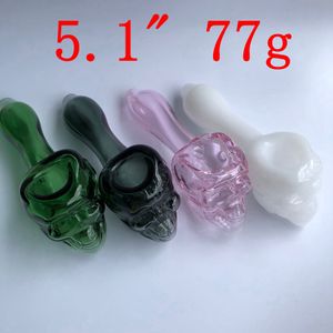 DHL Pyrex Oil Burner Pipes Thick skull Smoking Hand spoon Pipe 5.1 inch 77g Tobacco Dry Herb For Silicone Bong Glass Bubbler