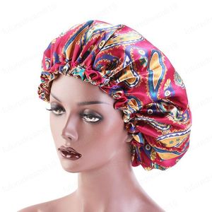 Женщины атласная Цветочница Печать Цвет двухслойный сна Hat Уход за волосами капот ночь Спящий Hat Head Wrap моды аксессуары для волос