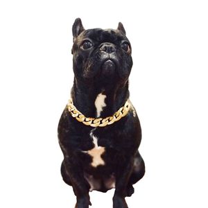 Colar de colar de cachorro de estimação grossa corrente de ouro plástico identificado gola de segurança cães cães suprimentos acessórios para cães