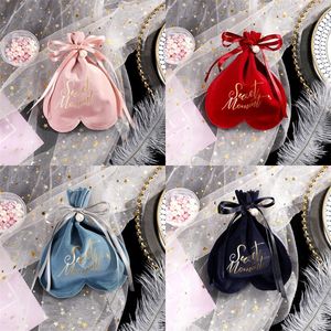 Tessuto festivi sacchetto di stoffa sacco amore a forma di cuore borse bundle coulisstring tasca palma gioielli regalo caramelle tascas mc b