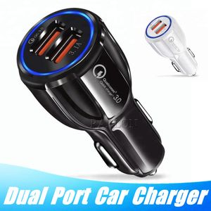 Quick Charge QC 3.0 Dual USB Charger For Huawei Samsung S20 Fast Charge CellPhone Travel Adapter Car charger Without Package